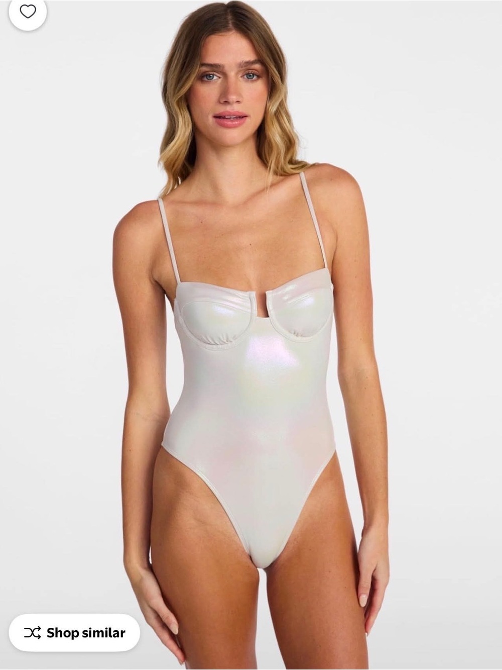 One-Piece Pearl Beige Swimsuit NWT Size L 12-14